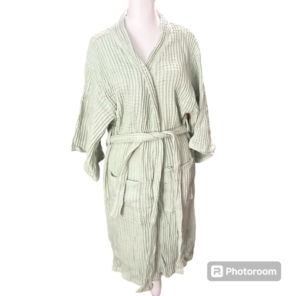 Bathen Mint Green Waffle Cotton Robe o/s
